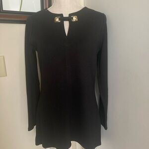 Chico’s Black Long Sleeve Top with Gold Accents. NWT